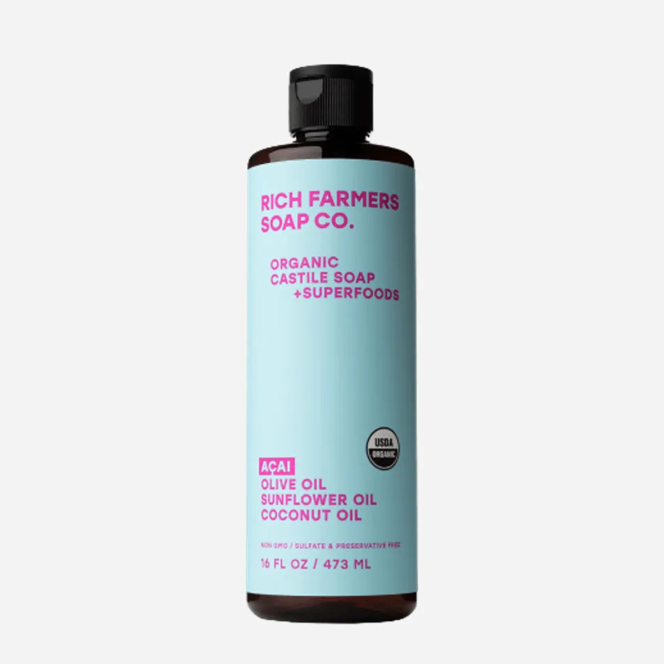 Rich Farmers Organic Liquid Castile Soap Acai Berry 473ml