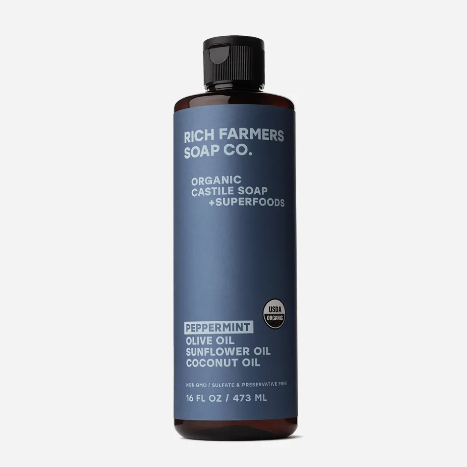 Rich Farmers Organic Liquid Castile Soap Peppermint 473ml